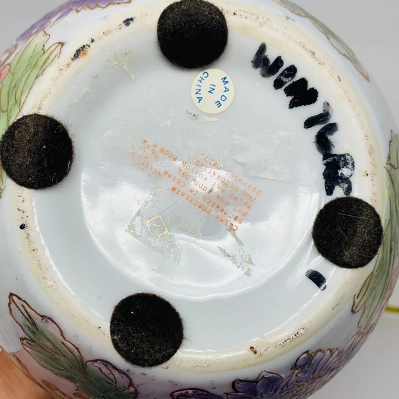 Vintage Hand Painted Lidded Chinese Ginger Jar Urn Floral Design 9" - Picture 7 of 9